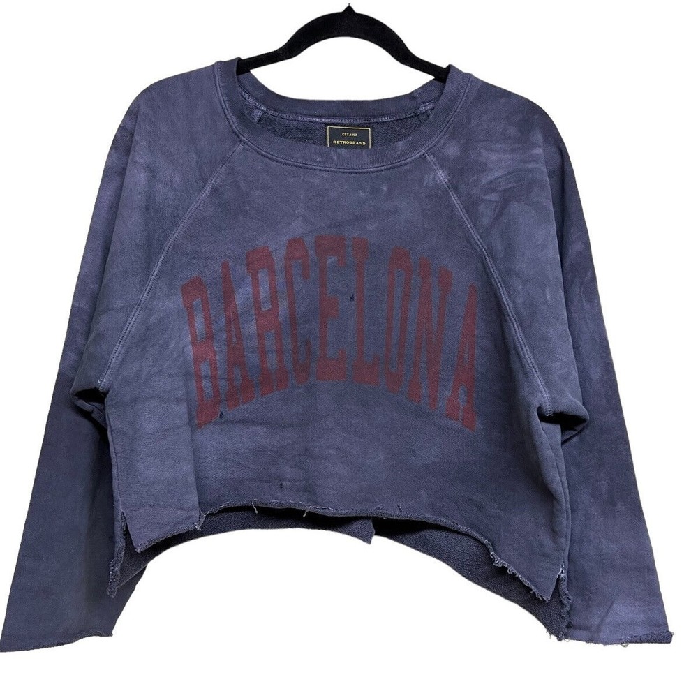 Free People X Retro Brand Barcelona Cropped Sweatshirt Women’s Size Medium